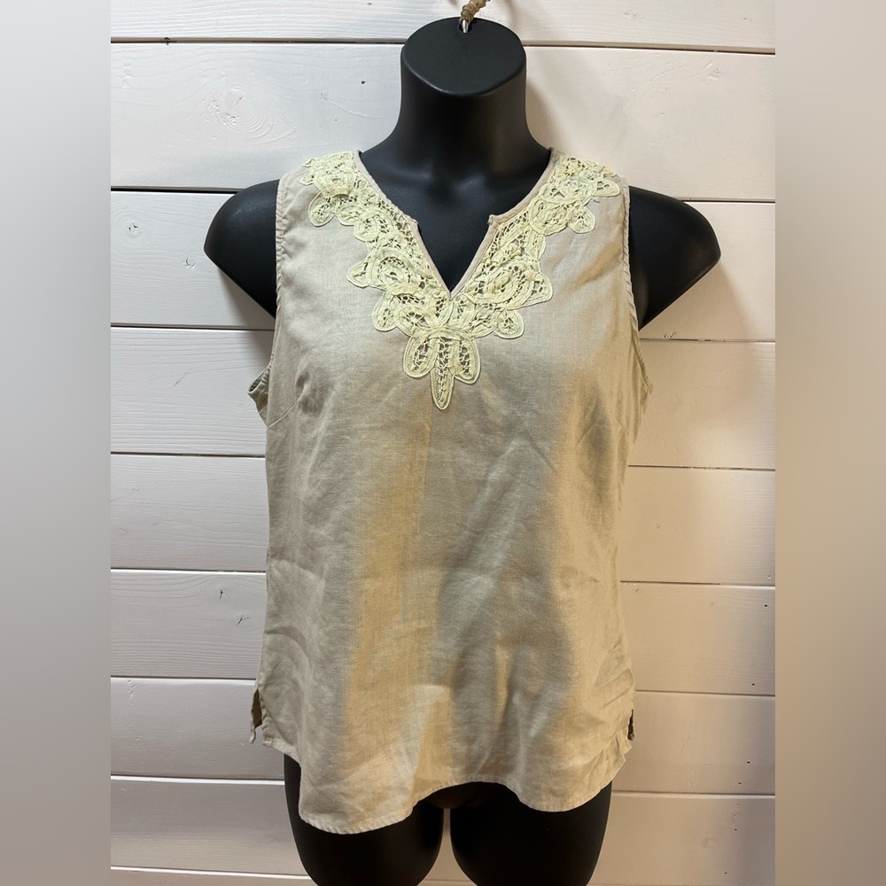 KAREN ARNOLD - Haut en lin avec broderie - Taille XL